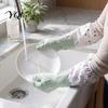 Rubber Dishwashing Gloves with Fleece Lining Long Sleeves Gloves, Thick Non-Slip Silicone Cleaning Wear Resistant Dish Velvet Reusable Waterproof