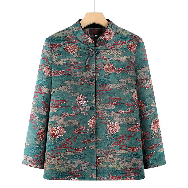 

Spring Collection: Long-Sleeve Chinese-Style Tops & Light Jackets for Elderly Women 5XL (143-155 jin) зелёный