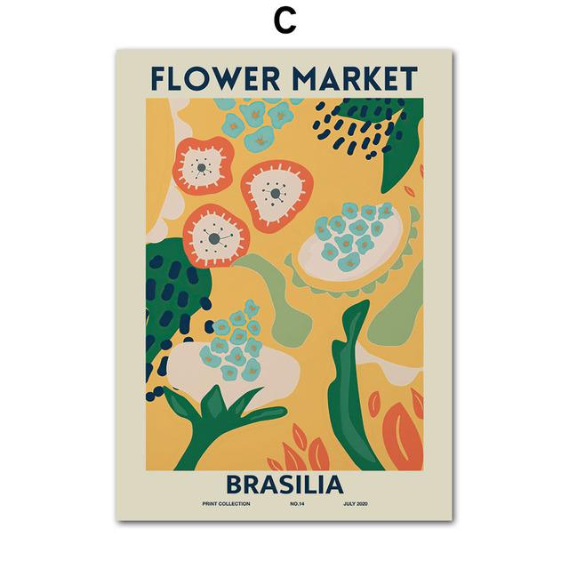 Abstract Las Flores Athens London Flower Market Wall Art CanvasPosters  Painting And Prints Wall Pictures For Living Room Decor