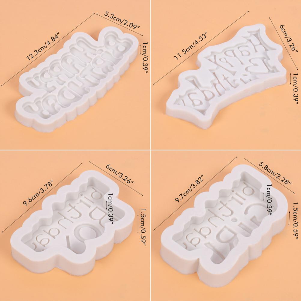 Happy Birthday Cake Mold Silicone Letter Mold Baking Tool for DIY Chocolate Candies Biscuits Puddings L