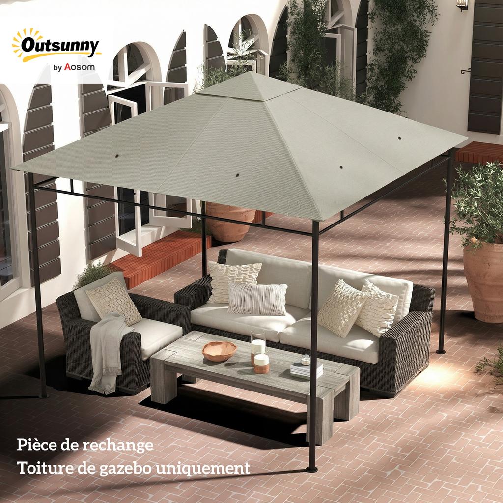 Replacement canopy for pavilion gazebo tent replacement roof garden gazebo polyester 180 g/m² 3 x 3 m grey