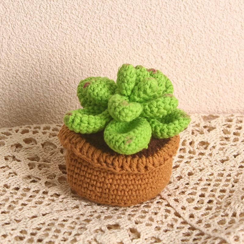 Handmade Emotional Support Crochet Plant Desktop Ornament Positive Crochet Succulents Doll Home Room Decoration Christmas Gift