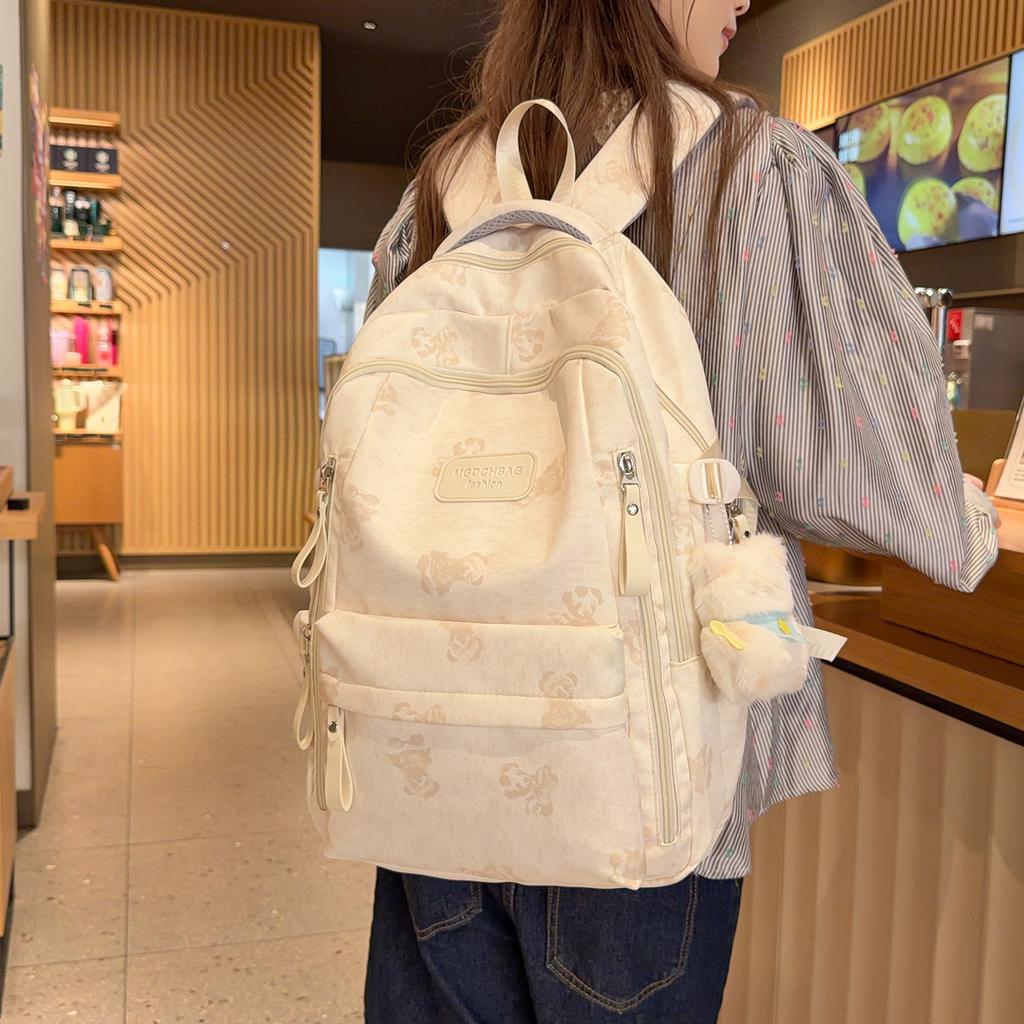 Schoolbag new large-capacity bear backpack middle school student schoolbag women's ins high-value fashion casual lightweight backpack