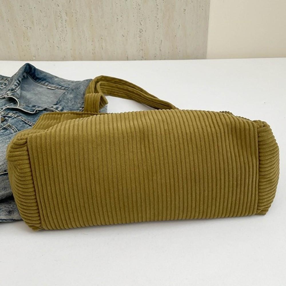 Solid Color Casual Corduroy Handbag Shoulder Strap Women Tote Bag Leisure Shoulder Bag Winter