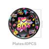 80s Retro Party Decorations: Flags, Plates, Cups, Napkins, Tablecloth