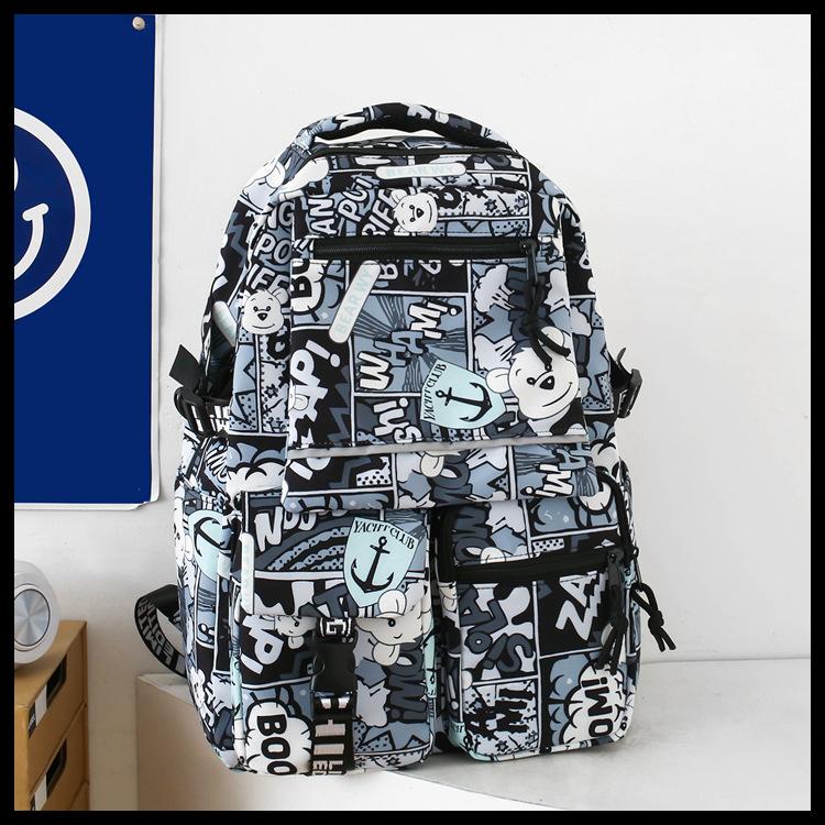Fashion new casual backpack fashion graffiti large capacity bag female couple high school junior high school primary school bag