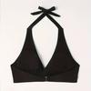 Women Swimming Bra V-Neck Design Lace-up Halter Beach Style Bikini Bra Sexy Solid