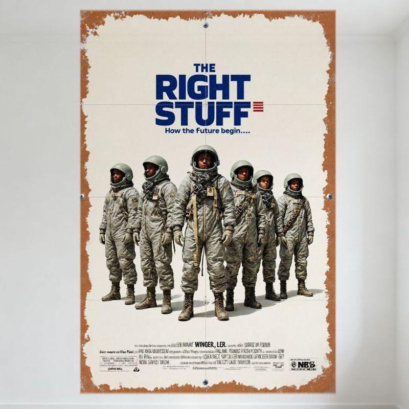 

The Right Stuff Vintage Movie Poster Metal Tin Sign Retro NASA Space Race Art for Home Man Cave Bar Wall Decor 20x30cm（7.8x11.8inch）