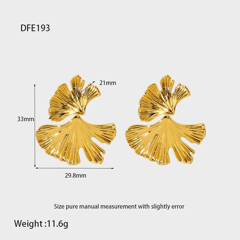 

Elegant Geometric Maple Leaf Earrings: 16K Gold-Plated Stainless Steel for Women
