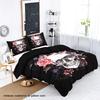 3-piece down duvet cover set with skull flower pattern print (1 duvet cover+2 pillowcases, no core) Halloween themed bedding set
