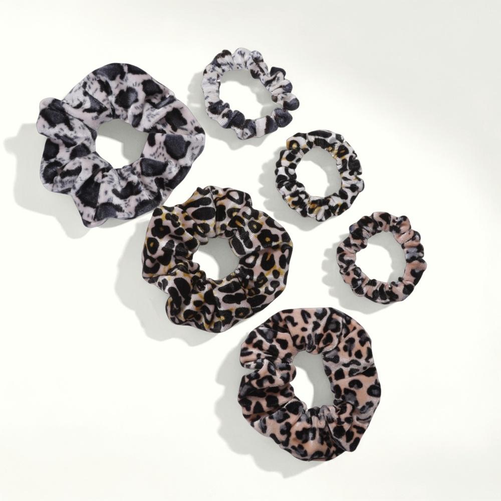6pc/lot Scrunchies Velvet Hair Accessories For Women Elastic Bands Leopard Small and Large size Ponytail Headwear Holder