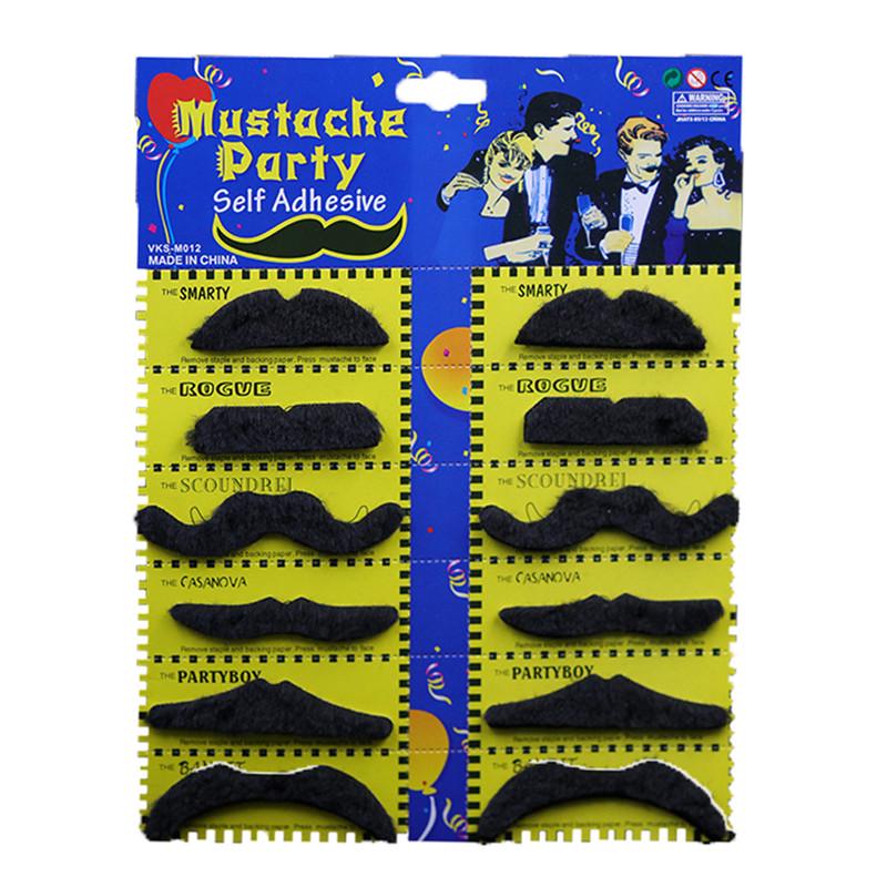 12ks/balení Party Halloween Falešný knír Legrační cosplay foto rekvizity Kostýmní vousy