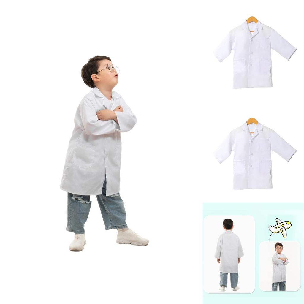 Camice da Laboratorio Bianco per Bambini Traspirante e Confortevole Perfetto per la Scuola o il Gioco