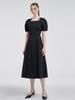 Etmont Square Strap Pintuck Dress, Black