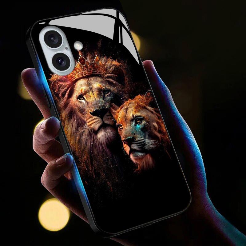 For iPhone 16 Case Call Flash Series Pattern Printing Tempered Glass+TPU Combo Phone Case