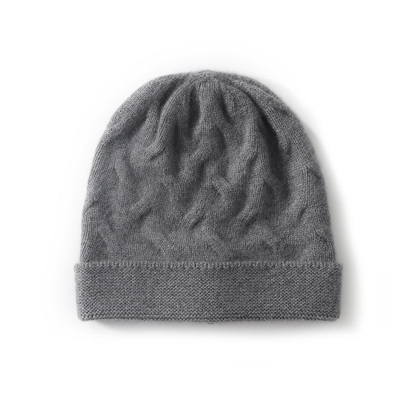 Cashmere Hat Autumn and Winter New Style Women's Fashion Casual Ear Protection Pile Hat Beanie Solid Color Knitted Hat