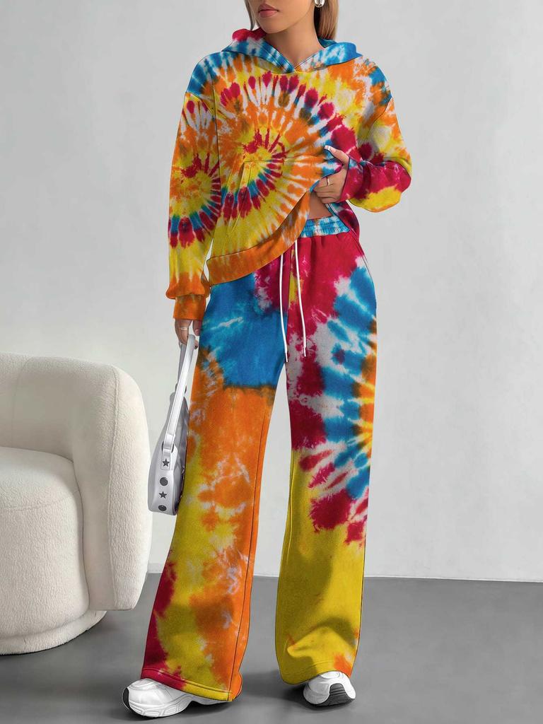 Gradual Change European And American Autumn And Winter Casual Long-Sleeved Suit Women'S Hooded Sweater Trousers Two-Piece Set