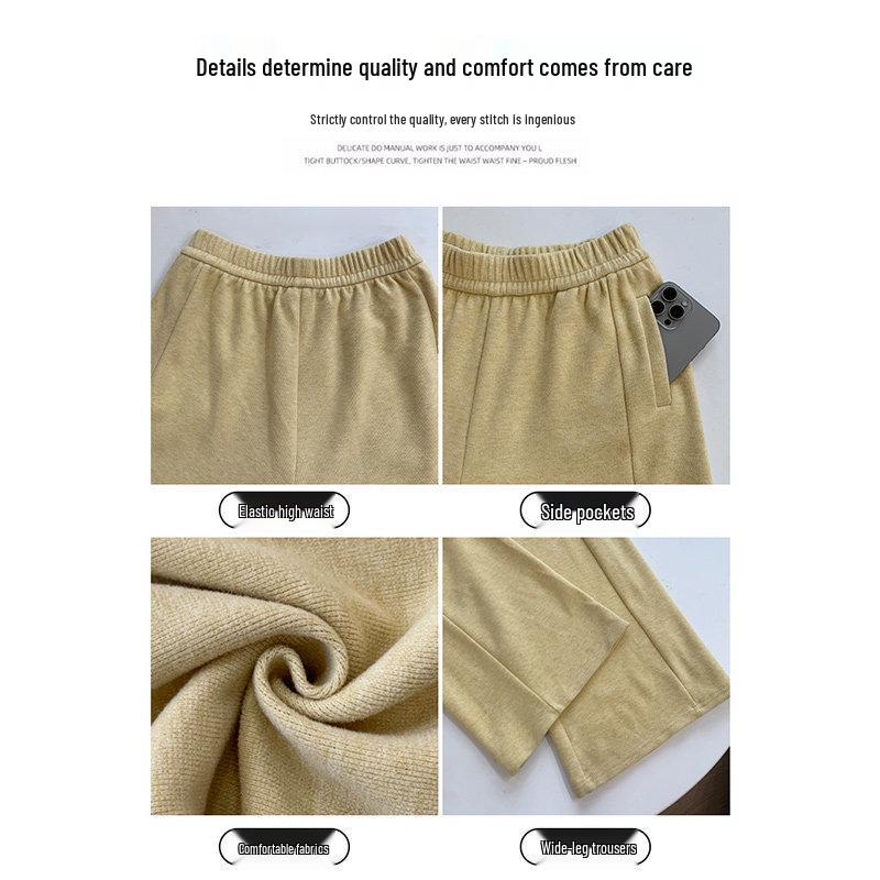 Women's Pink High-Waisted Wide-Leg Pants - Drapey, Petite, Casual for Spring, Autumn, Winter 2026