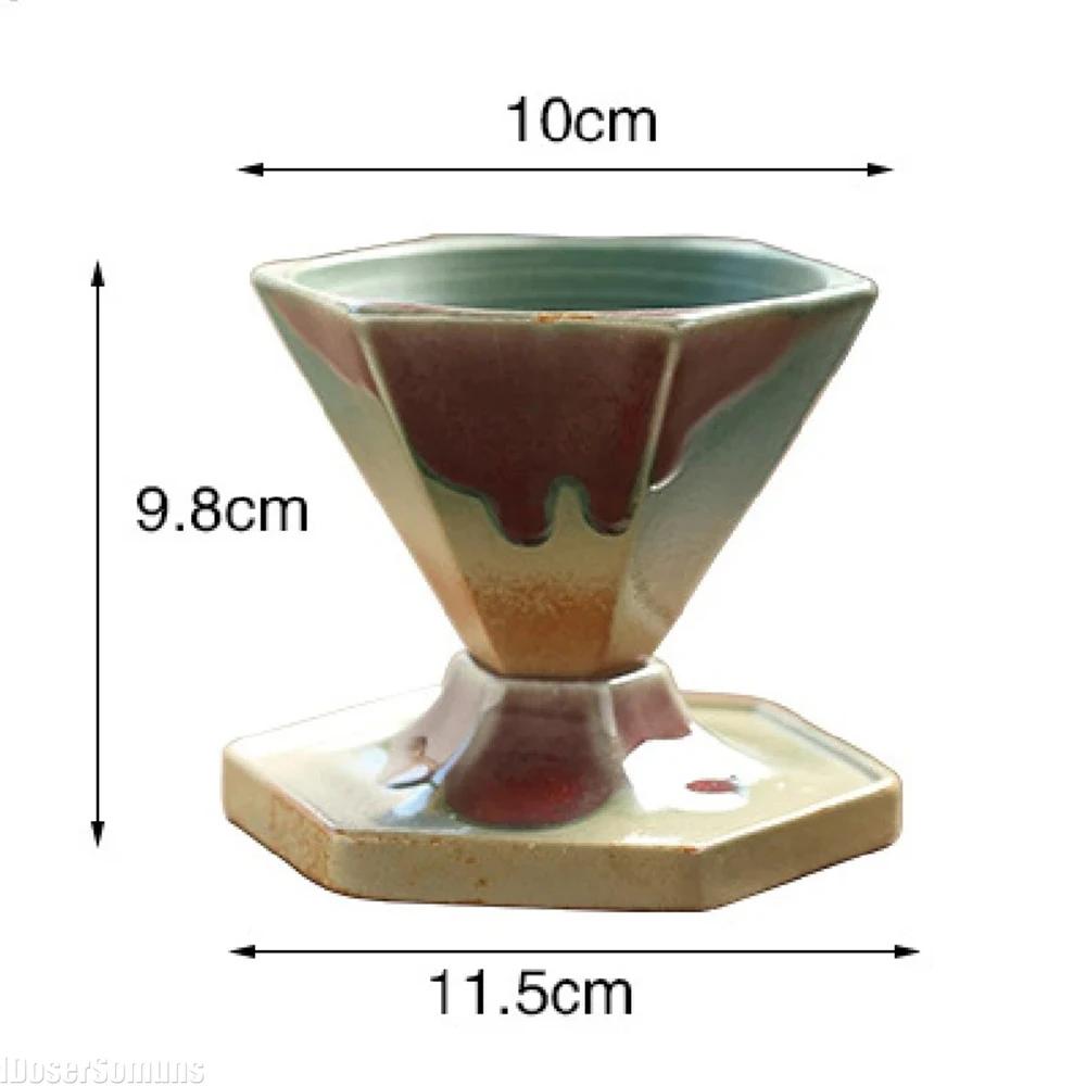 Vintage Ceramic Mug Japanese Coarse Pottery Afternoon Tea Cup Creative Hexagonal Funnel Coffee Cup Home Kitchen Drinking Utensil