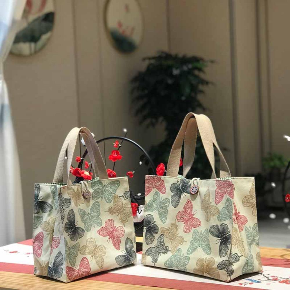 Large Capacity Lunch Bag Canvas Portable Mommy Bag Storage Bag Thermal Insulation Bag Office