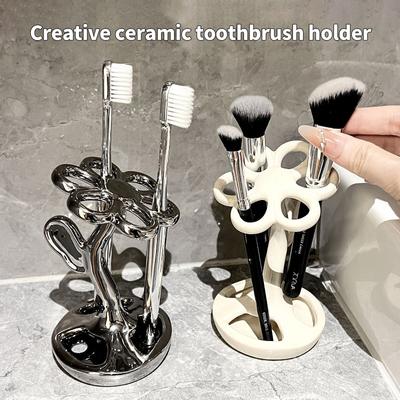 Creative Toothbrush Holder Makeup Brush Eyebrow Pencil Organizer Toilet Bathroom Toothbrush Holder Placed Dental Ceramic