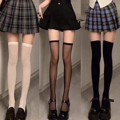 Schwarz Weiß Sexy Overknee Lange Socken Damen Süße Mädchen Lolita Schleife Oberschenkelhoch Netzstrümpfe Gothic Punk Spitze Netz Leggings