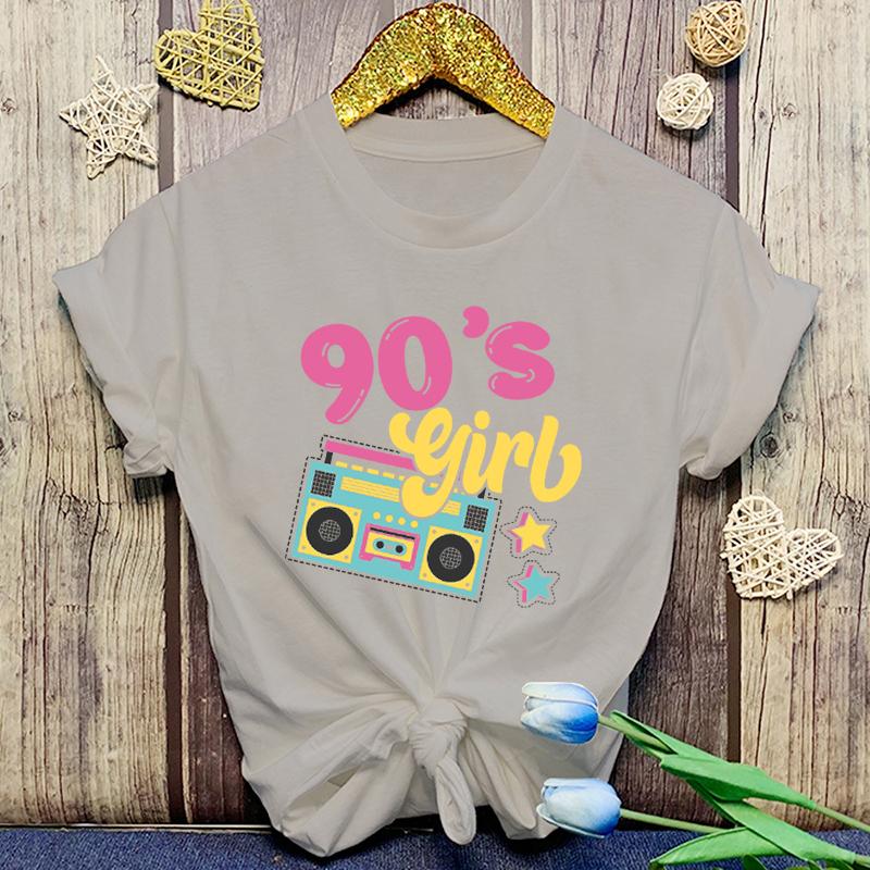 New Funny 90'S Girls Printed T-Shirts Fashion Women Short Sleeve Cool Summer Casual Tops 90'S Girls Female Shirt Tees