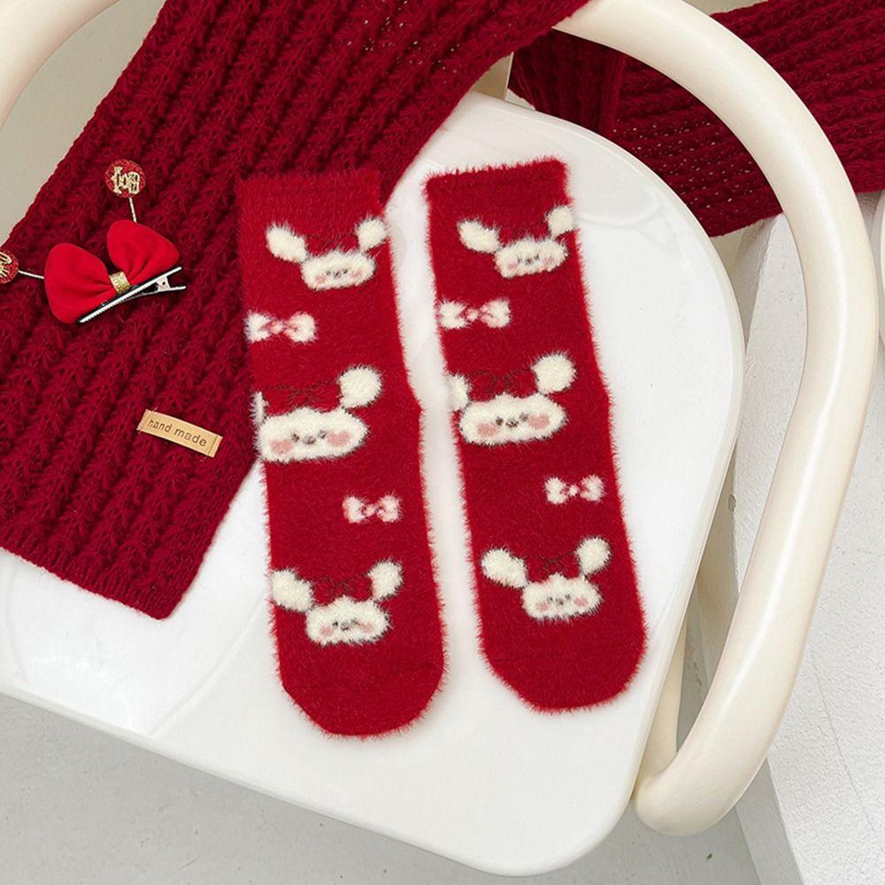 

Winter For Women Cartoon Home Socks Rabbit Socks Good Luck Socks Female Hosiery Middle Tube Socks C
