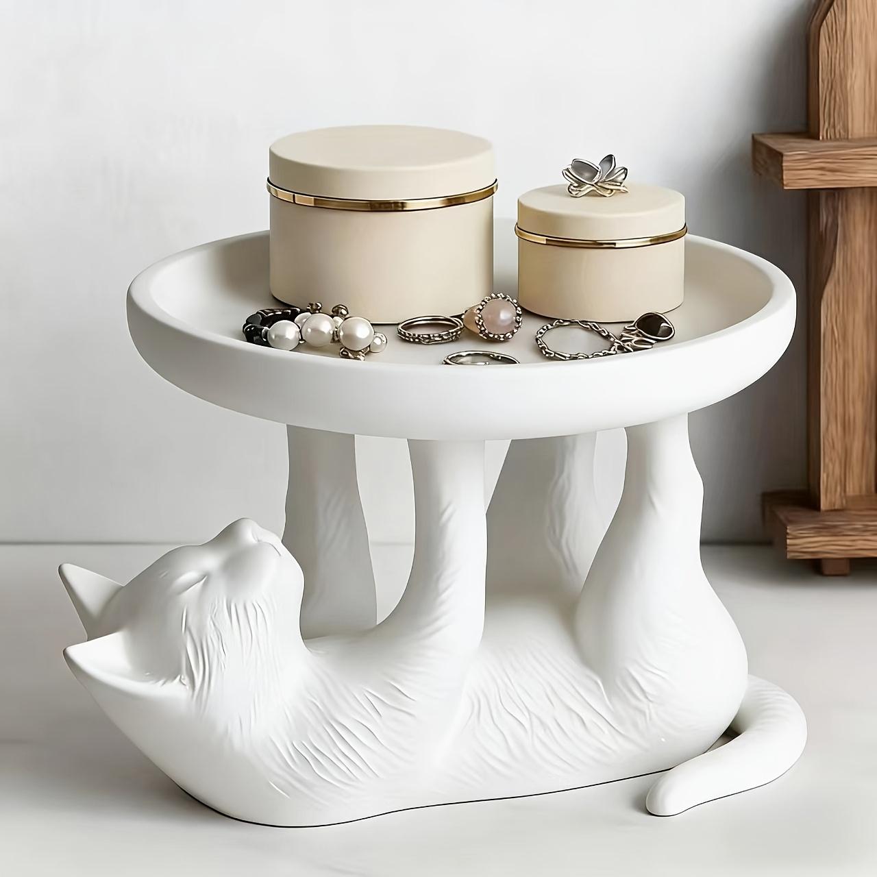 Креативная коробка-органайзер в форме кошки Черно-белая Легкий модный поднос для косметики часов ключей Идеально для организации рабочего стола белый 755₽