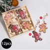 12pcs/set Wooden Christmas Tree Ornaments Handmade Hanging Xmas Decorations Eco-Friendly Holiday Party Gifts for Home Decor