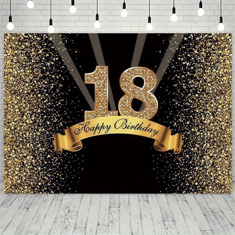Golden 18th Birthday Background, dazzling golden wall decoration with age number display function 130x150cm