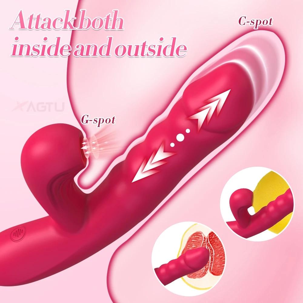 Sucking Dildo Thrusting Vibrator with Female Masturbation Clit Sucker Clitoris Vacuum Stimulator Adult Goods Sex Toys for Women