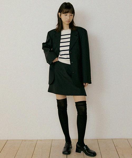 Lingseoul Summer Wool Skirt Pants-Black