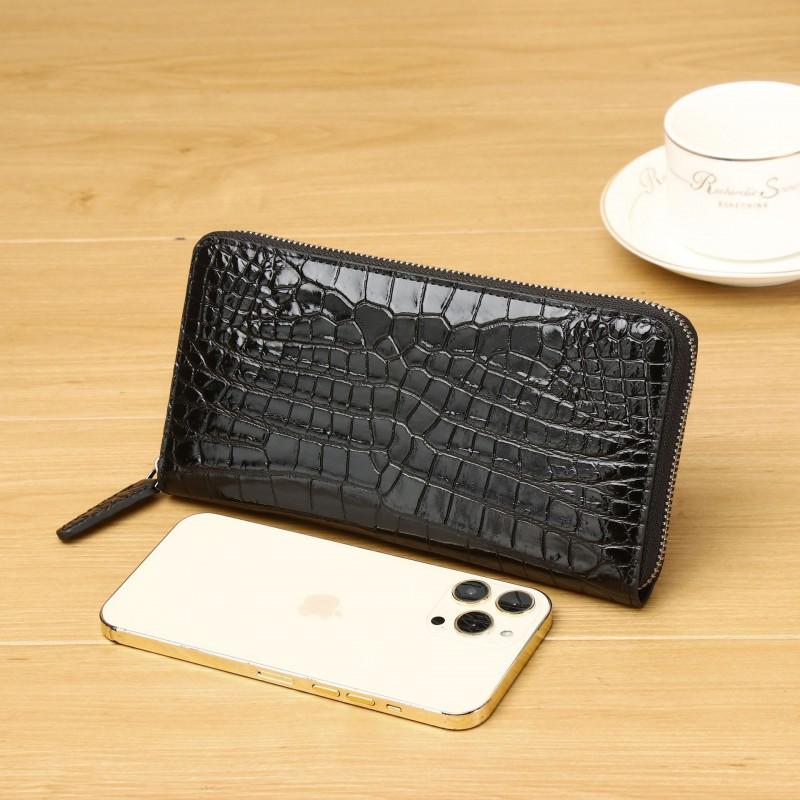 New Men's Crocodile Pattern Handbag High End Large Capacity Fashion Wallet Multi Card Mobile Bag Trendy