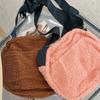 1 niche lamb wool bag fashion shoulder canvas bag breast bag shoulder strap adjustable messenger casual bag