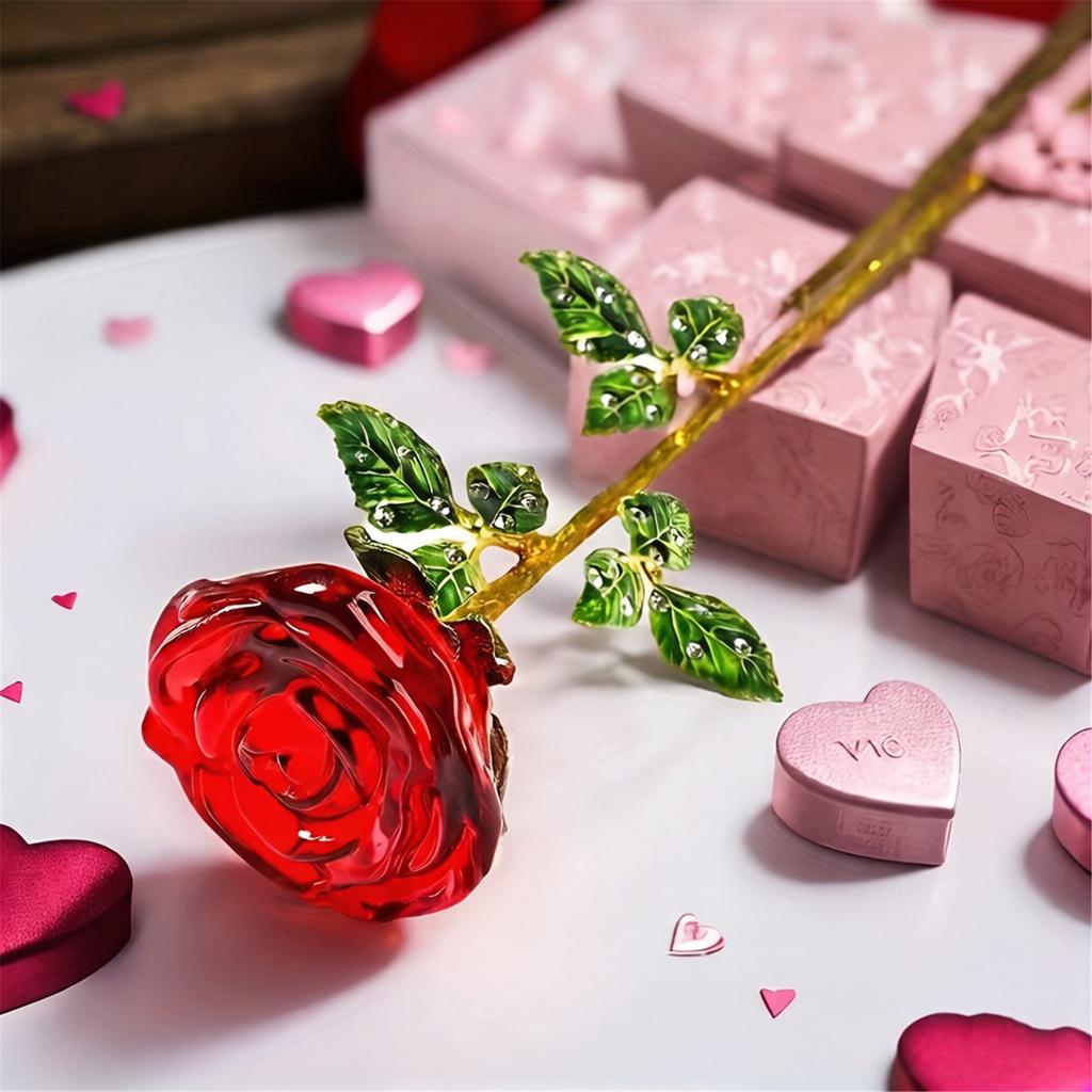 Unique Crystal Colored Glass Rose For Romance Gift And Table Centerpieces Decoration Stylish Birthday Gift