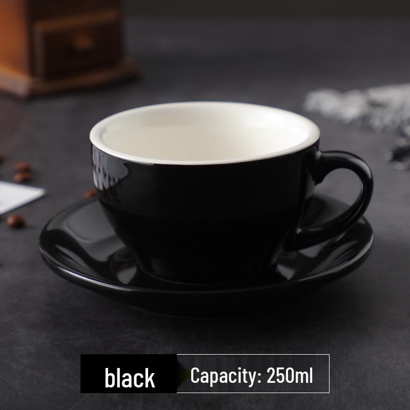 250ml Thickened Ceramic Latte Art Cup - Large Capacity, Light Luxury, Retro Design, Customizable Logo
