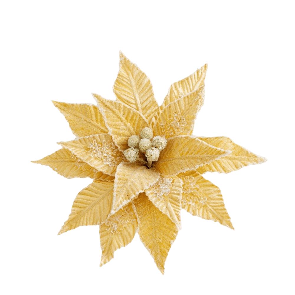 

Faux Velvet Artificial Xmas Flower Vibrant Colors Large Size Festive Glitter Flower Merry Christmas High-grade золотий