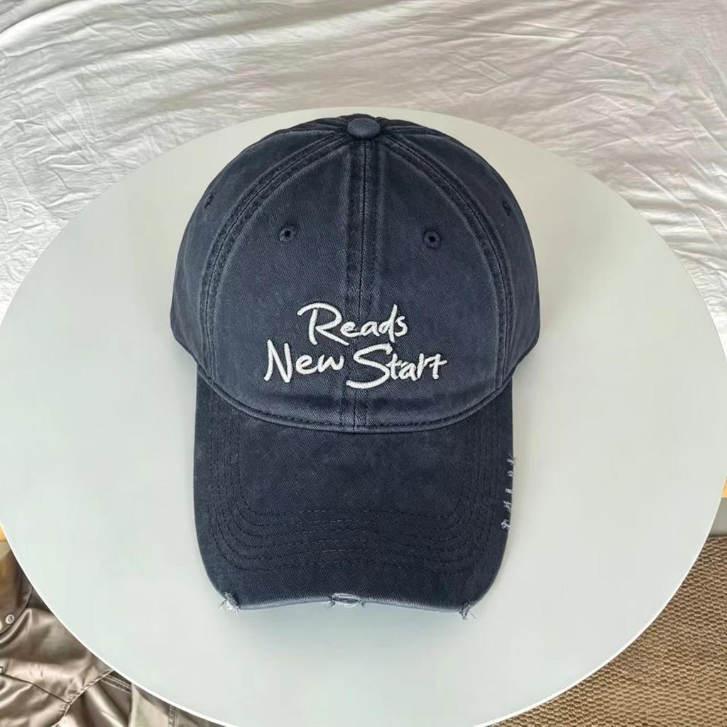 Washed and Made Old Letter Embroidered Baseball Cap for Men, Rough Edge Ripped Cap, Retro Casual Women's Versatile Hat