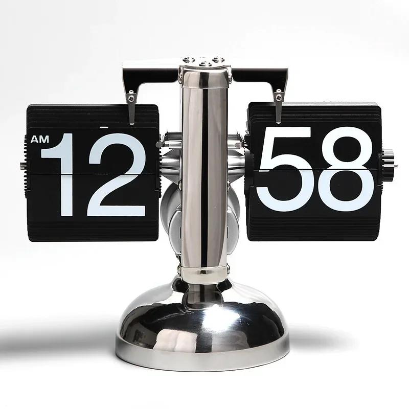 

Household Minimalist Portable Automatic Page Turning Clock Retro Nordic Style Desktop Mechanical Page Turning Clock