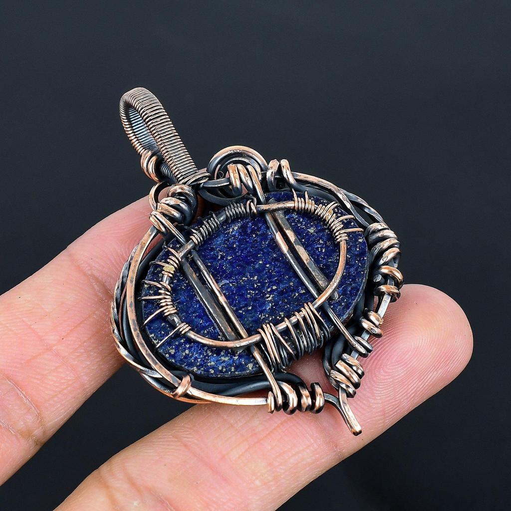Lapis Lazuli 999 Copper Wire Wrapped Pendant, Handmade Gemstone Tree Of Life Pendant Jewelry, Gifts For Wife Brand New Pendant