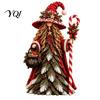 Christmas Witch Collectibles Santa Claus/Snowman/Witch Figurine with Tree Skirt Design, Table Centerpiece Decorative Figurines for Mantel Christmas,