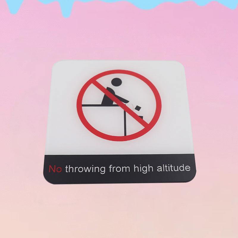 Acrylic Creative Signage No Throwing from High Altitude Sign Wall Label Sticker Warning Badge for Residential Communities Office Shopping Malls Hotels