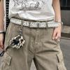 Y2K Punk Nieten Gürtel Damen Herren Dünn 2,8cm PU Leder Bund Mit Metall Dornschließe Verstellbar Jeans Freizeit