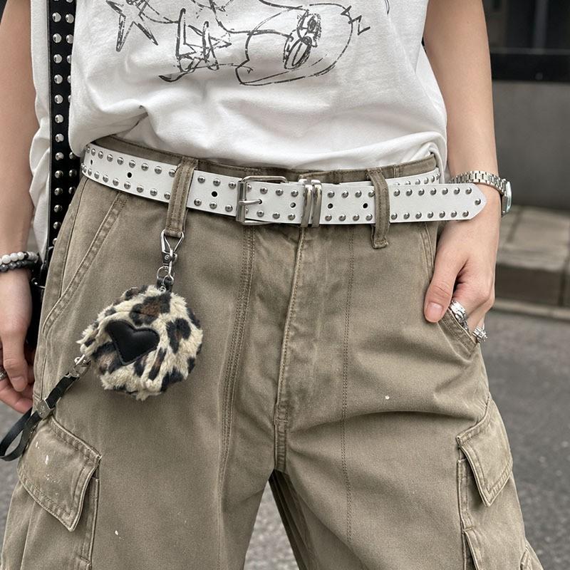 Y2K Punk Nieten Gürtel Damen Herren Dünn 2,8cm PU Leder Bund Mit Metall Dornschließe Verstellbar Jeans Freizeit