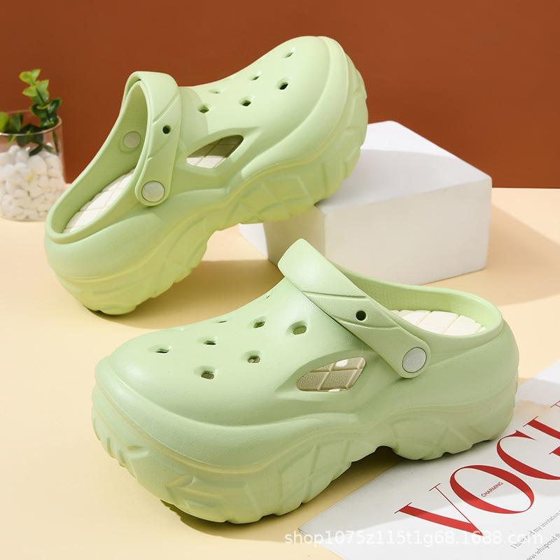 Summer new women's two-color hole shoes platform non-slip wear-resistant fashion outdoor beach bag head mop