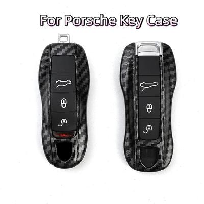 For Boxster Cayman Panamera Cayenne 911 Car Key Cover 918 997 991 Carbon Fiber Key Case Car Accessories Protection Cover