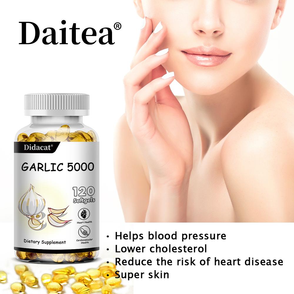 Odorless Garlic Extract 5000 mg Cholesterol & Antioxidant Supplement 120 Capsules
