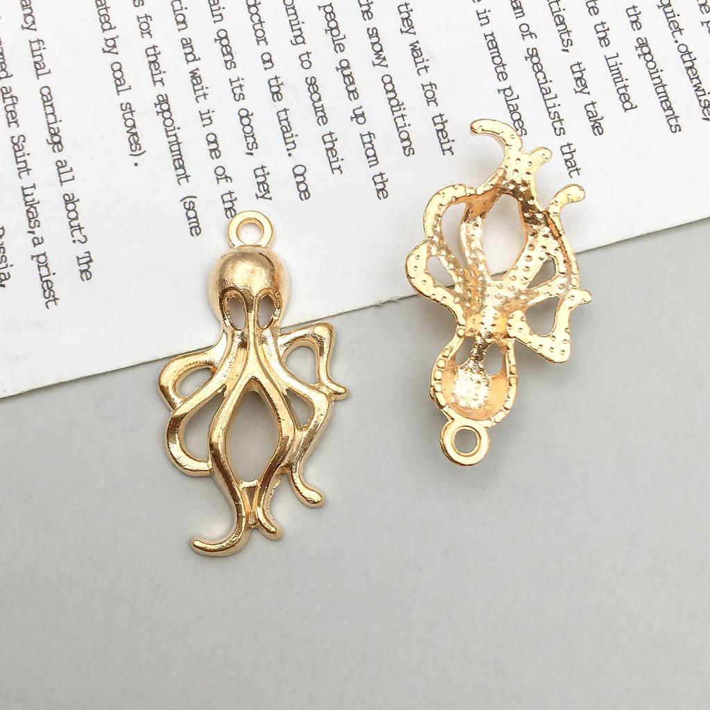 Smíšené přívěsky mořských živočichů ze 16K zlata: Přívěsky ve tvaru mušle, hvězdice, chobotnice, želvy a mušlí pro DIY šperky.