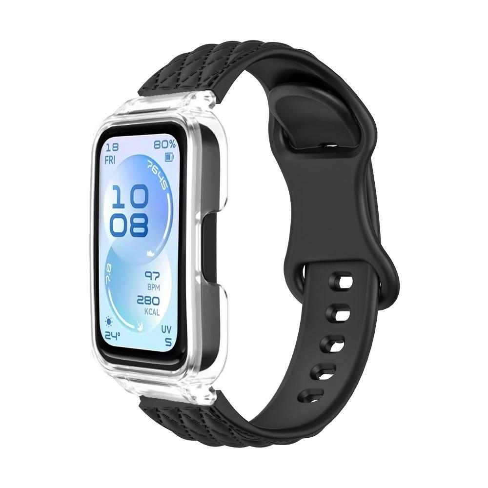 Microwave Pattern Solid Color Strap+PC Case for Huawei Band 11/11pro Soft Silicone Sports Watch Strap for Huawei Band 11/11pro